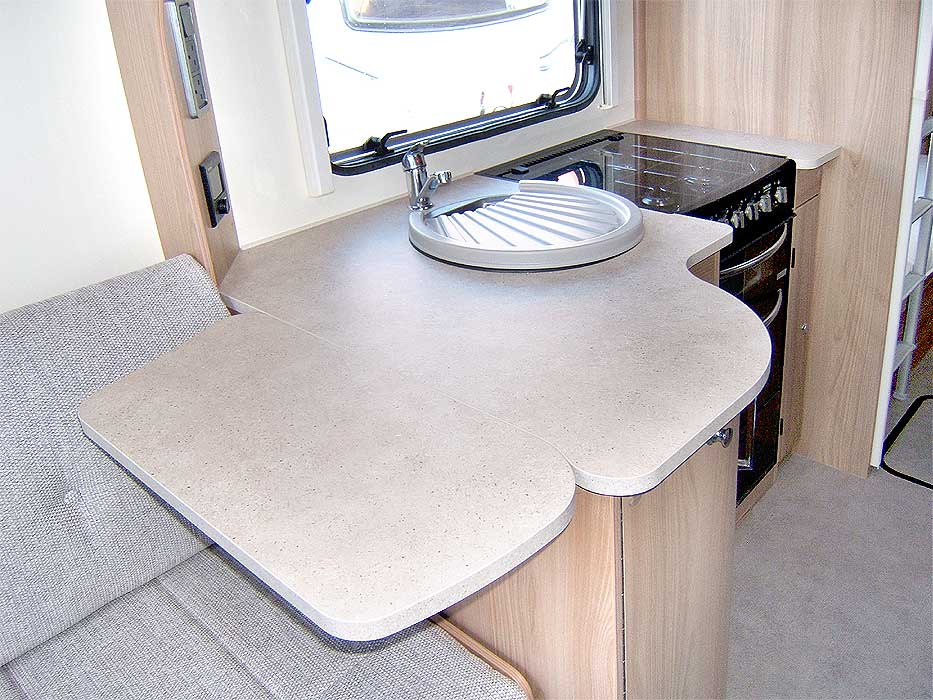 Picture showing the worktop extension flap in the 'up' position.